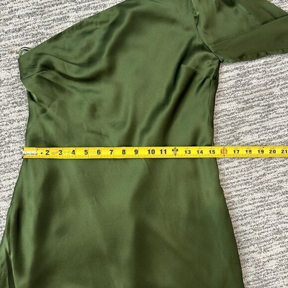 NWT Cami NYC Juanita Silk One-Shoulder Minidress Rosemary Green Medium - Picture 11 of 16
